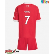 Camiseta Liverpool Florian Wirtz #7 Primera Equipación para niños 2025-26 manga corta (+ pantalones cortos)